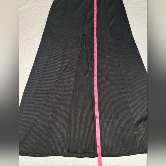 Free People Black Ribbed Pencil Skirt with Front Slit - Size M Like New - Picture 4 of 13